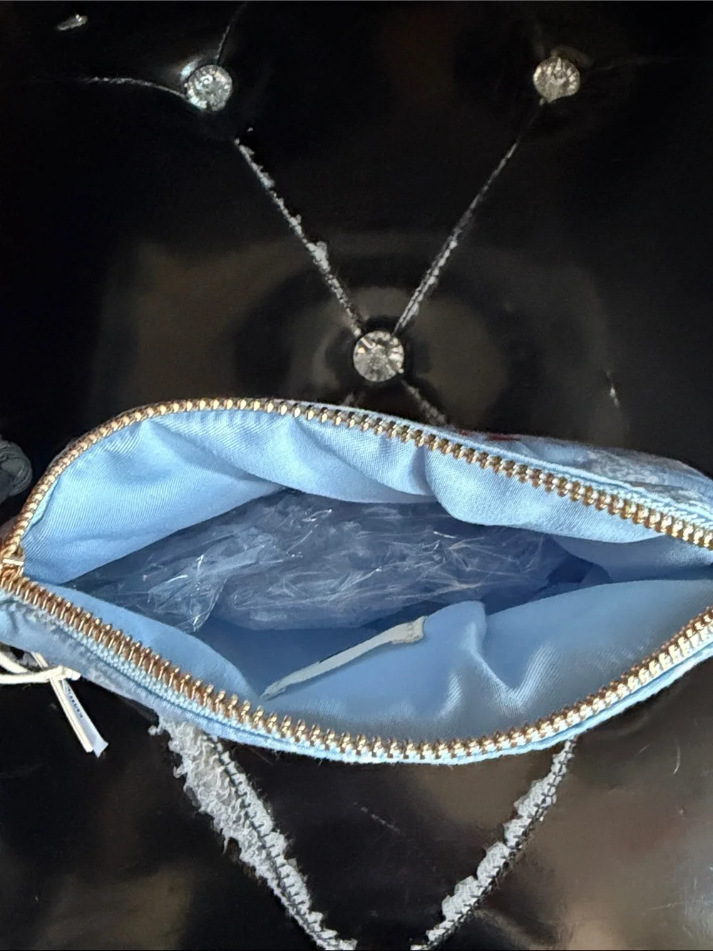 New Ciao Embroidered Light Blue Bandana Cosmetic Pouch